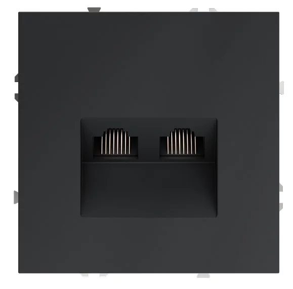 Розетка компьютерная встраиваемая VOLTUM S70 двойная RJ45+RJ45 кат.6, (графит) VLS060207