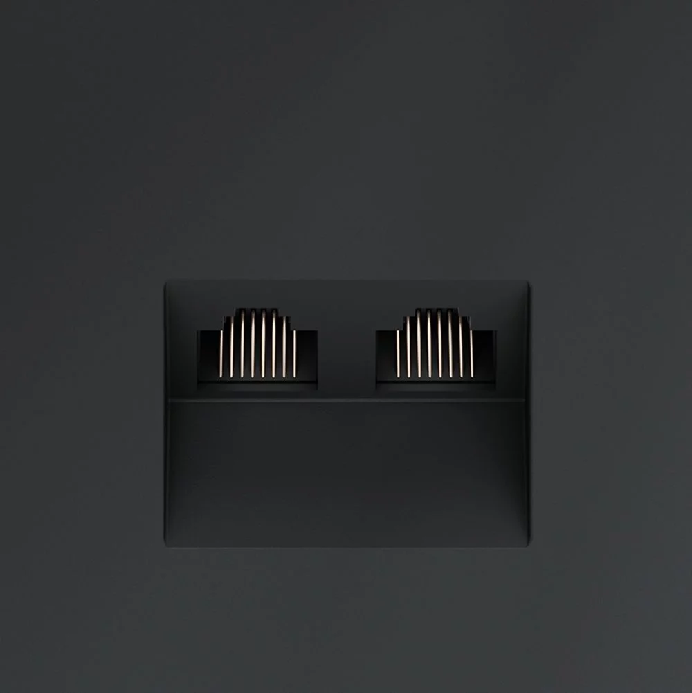 Розетка компьютерная встраиваемая VOLTUM S70 двойная RJ45+RJ45 кат.6, (графит) VLS060207