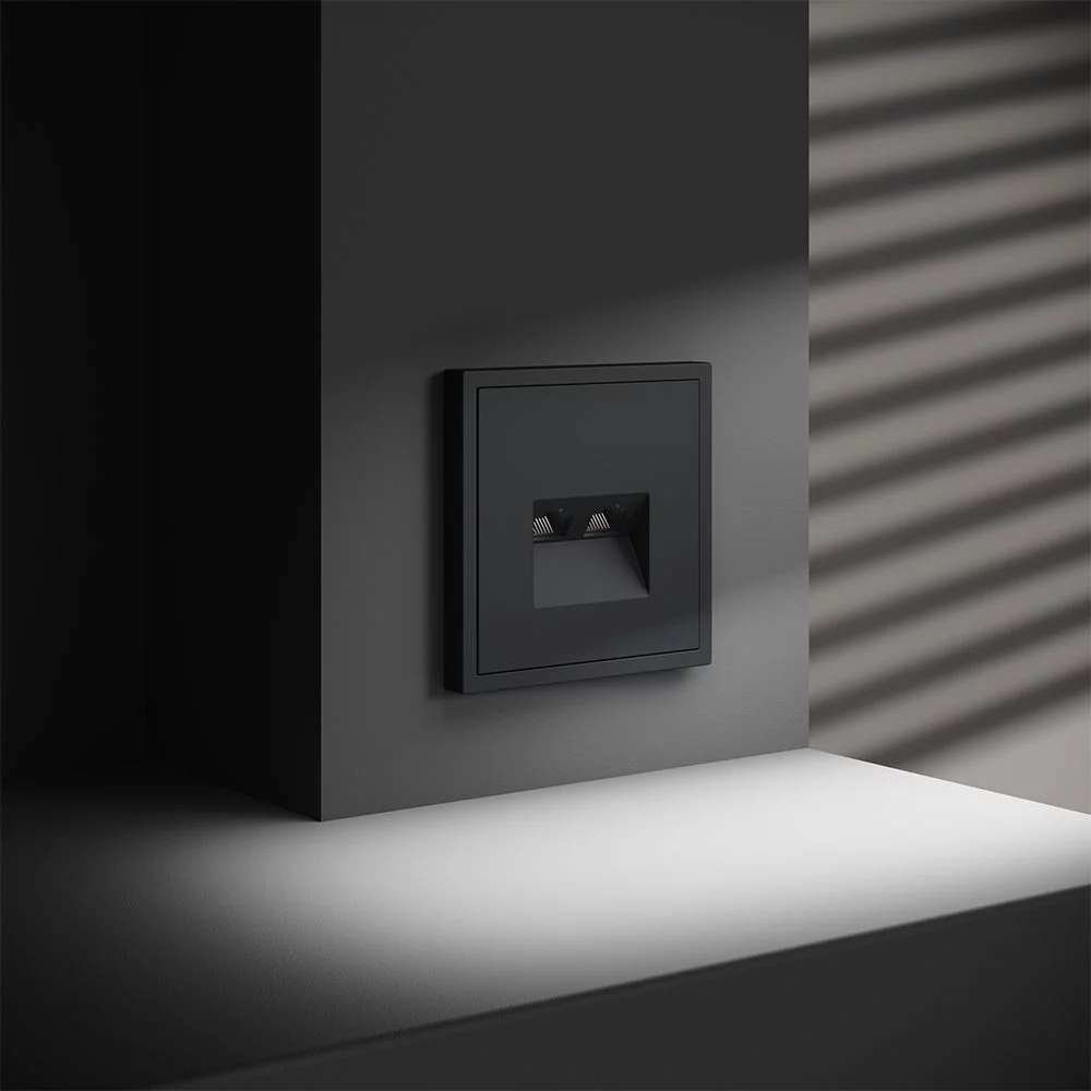 Розетка компьютерная встраиваемая VOLTUM S70 двойная RJ45+RJ45 кат.6, (графит) VLS060207