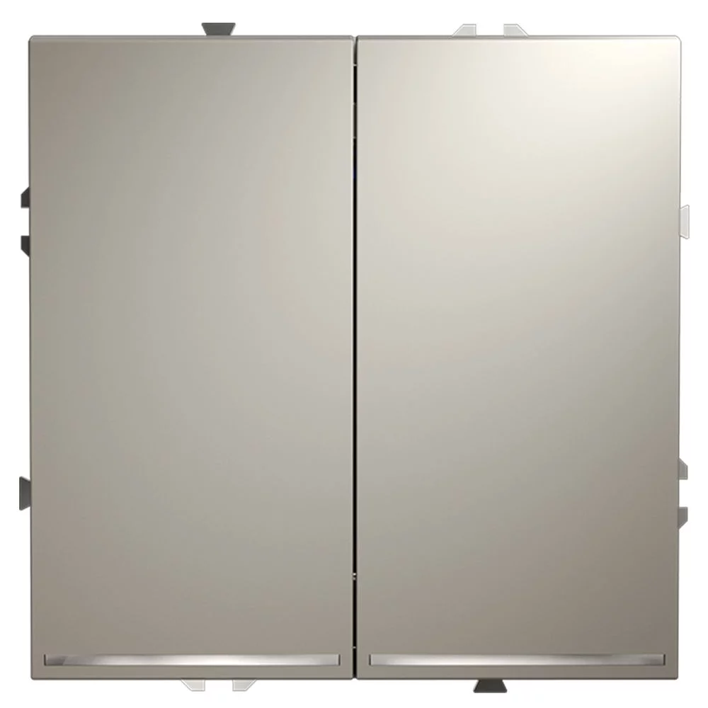 Выключатель встраиваемый VOLTUM S70 двухклавишный с подсветкой 10А, (кашемир) VLS020203