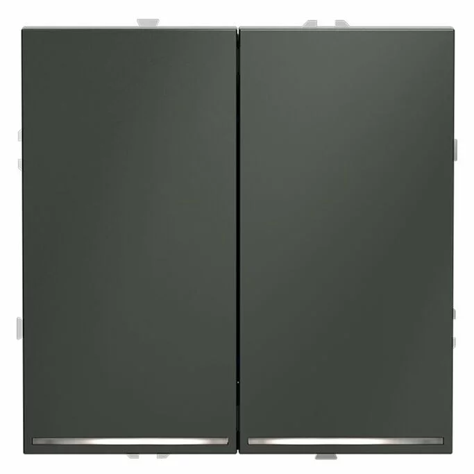 Выключатель встраиваемый VOLTUM S70 двухклавишный с подсветкой 10А, (титан) VLS020206