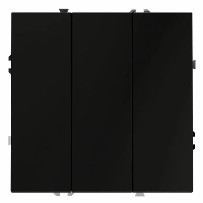 Выключатель встраиваемый VOLTUM S70 трехклавишный 10А, (черный матовый) VLS030108