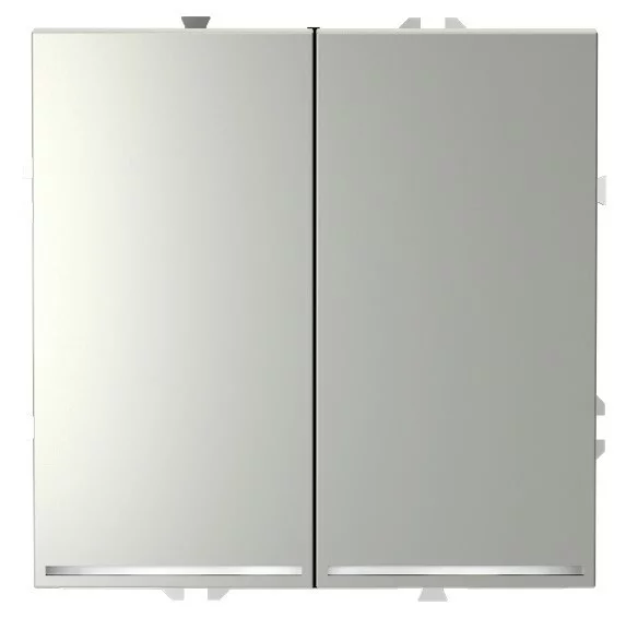 Выключатель встраиваемый VOLTUM S70 двухклавишный с подсветкой 10А, (сталь) VLS020205