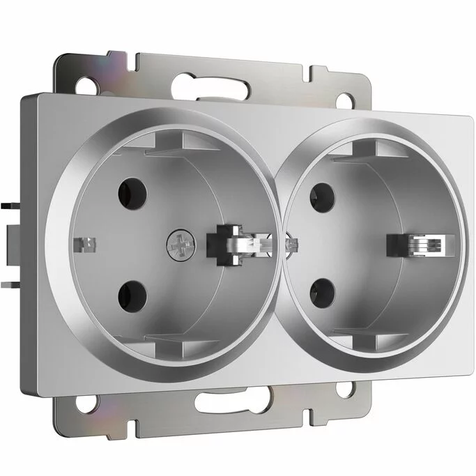 Werkel W1172006  Розетка двойная с заземлением (серебряный)