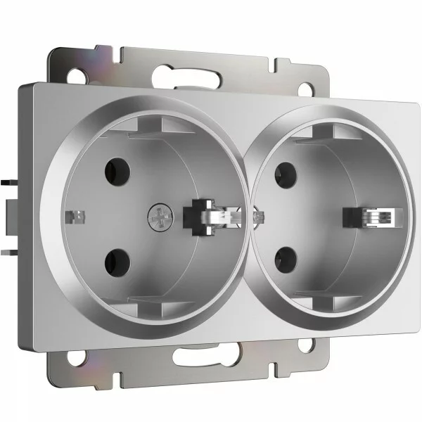 Werkel W1172006  Розетка двойная с заземлением (серебряный)