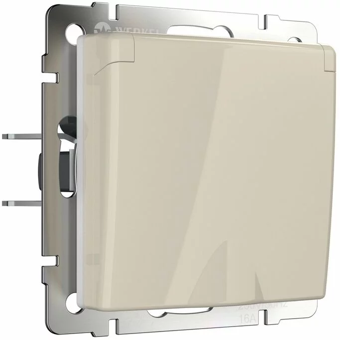 Werkel W1171203  Розетка влагозащ. с зазем. с защит. крышкой и шторками (слоновая кость)