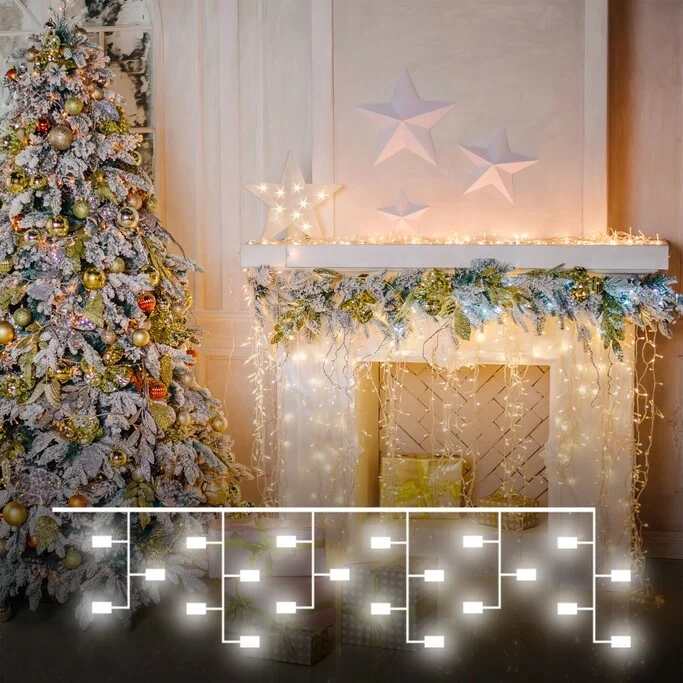 EUROSVET 100-001   гирлянда бытовая электрическая бахрома   теплый белый