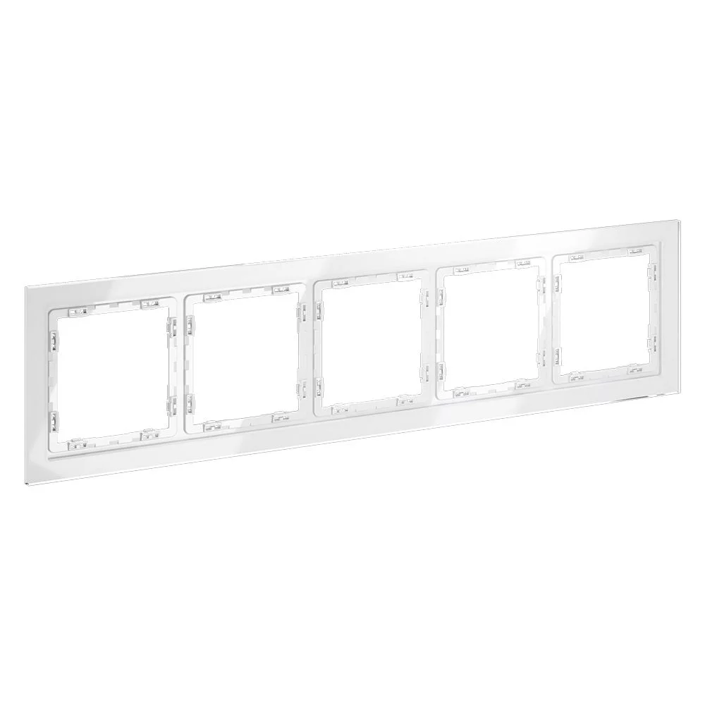 Рамка стеклянная VOLTUM S70 на 5 постов, (белый, стекло) VLS110501