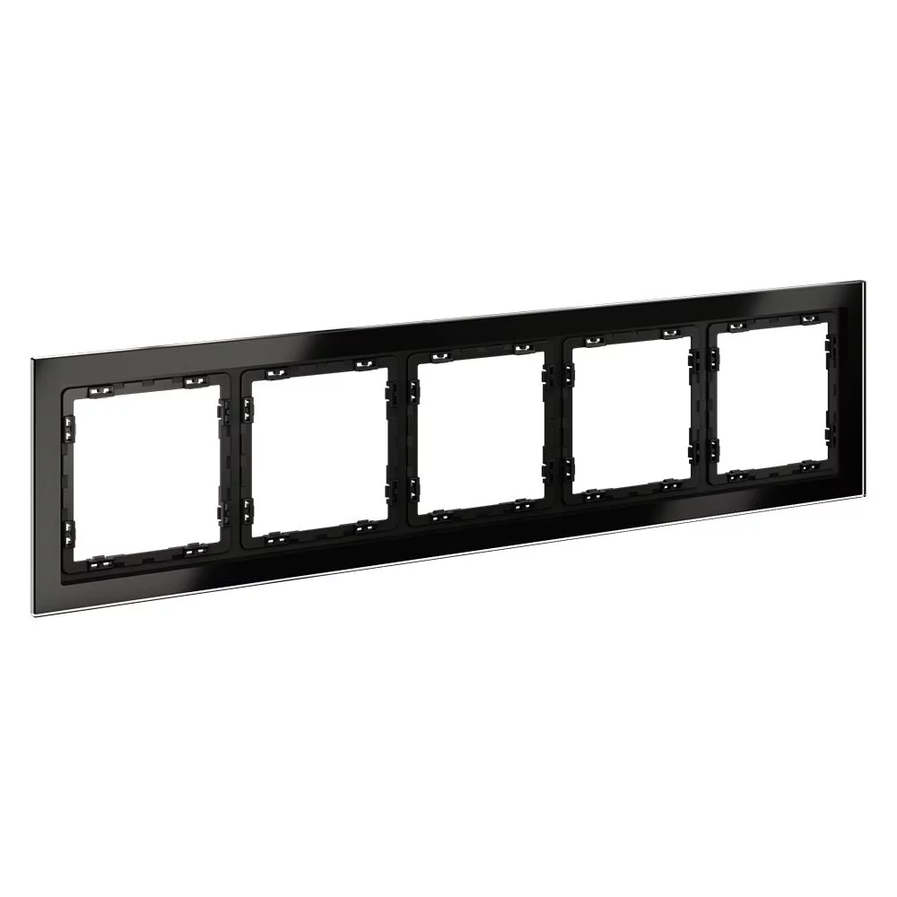 Рамка стеклянная VOLTUM S70 на 5 постов, (черный,стекло) VLS110508