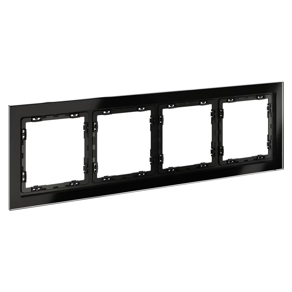 Рамка стеклянная VOLTUM S70 на 4 поста, (черный,стекло) VLS110408