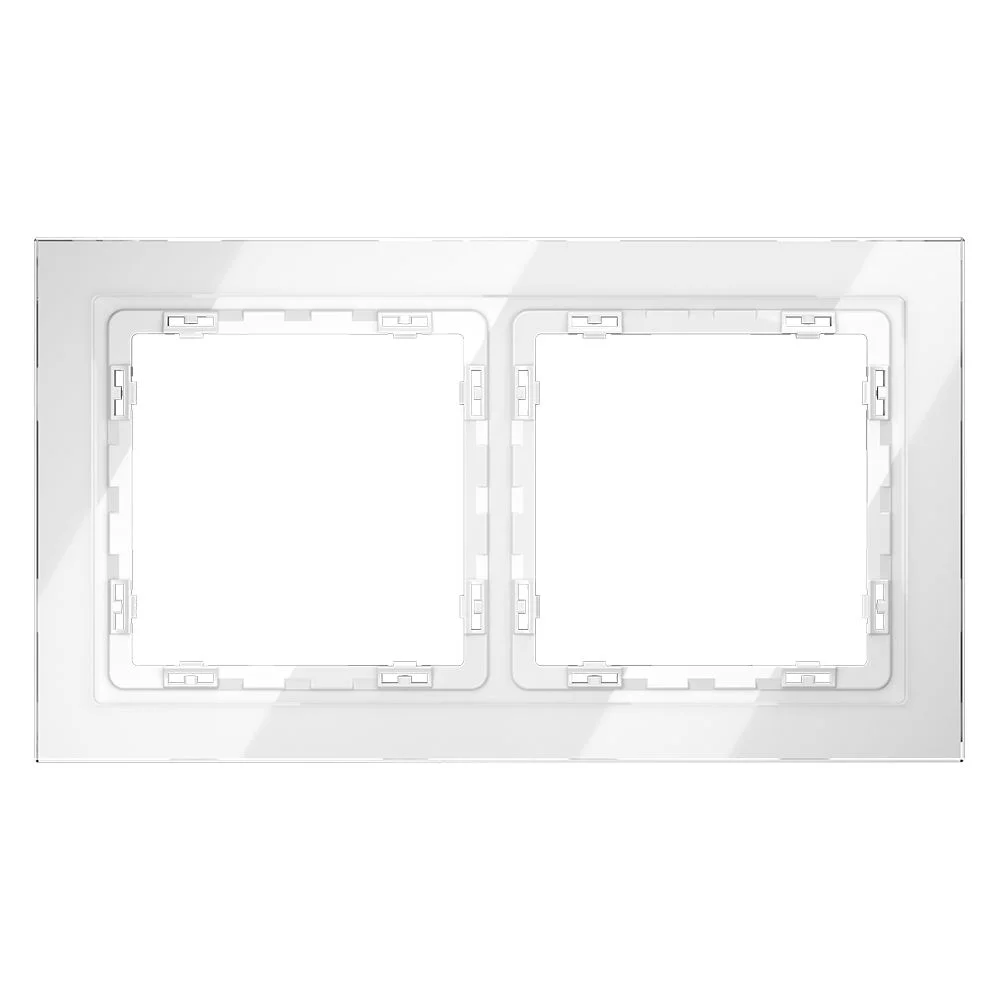 Рамка стеклянная VOLTUM S70 на 2 поста, (белый, стекло) VLS110201