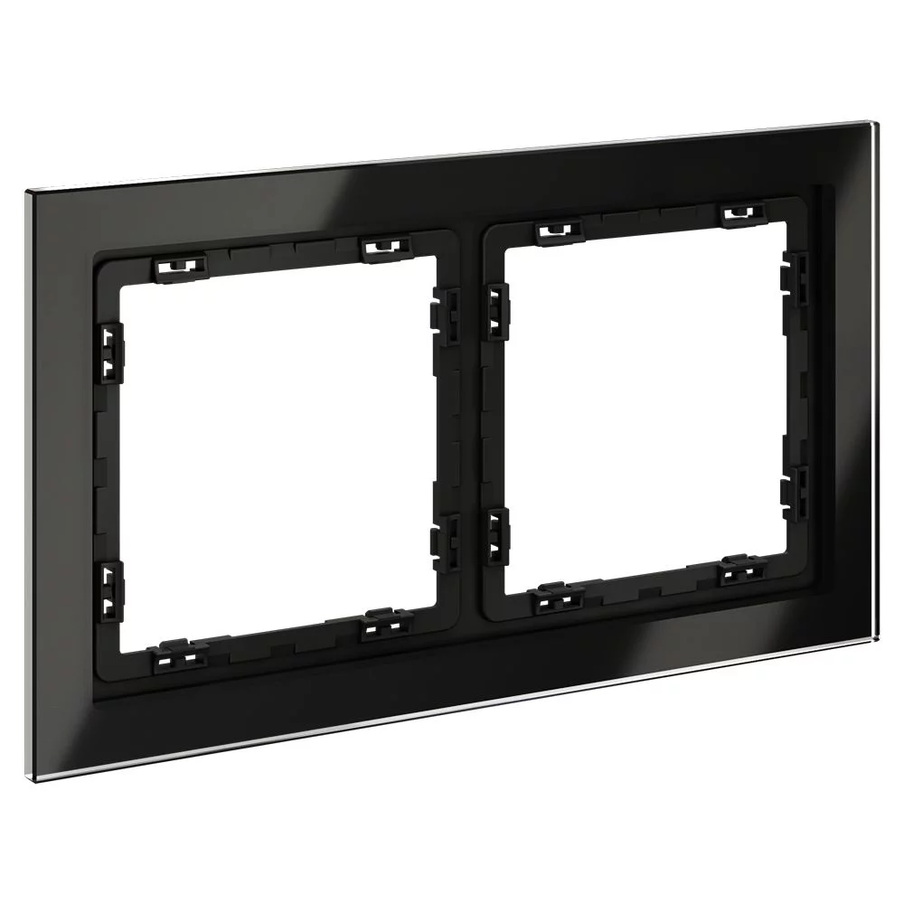 Рамка стеклянная VOLTUM S70 на 2 поста, (черный,стекло) VLS110208