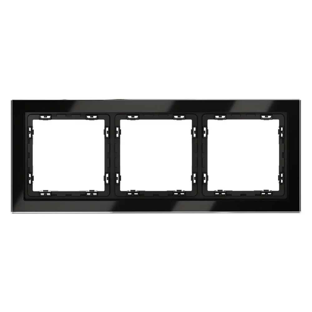Рамка стеклянная VOLTUM S70 на 3 поста, (черный,стекло) VLS110308