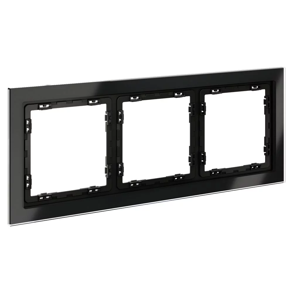 Рамка стеклянная VOLTUM S70 на 3 поста, (черный,стекло) VLS110308