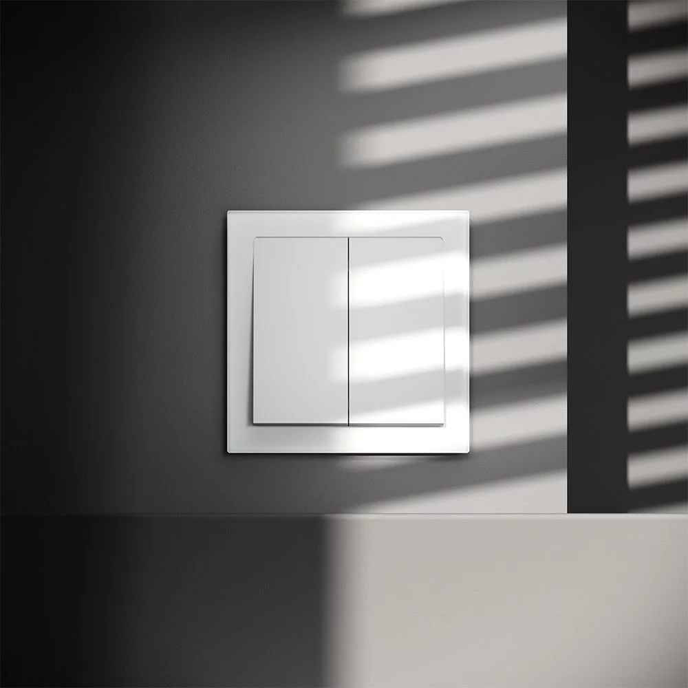 Выключатель встраиваемый VOLTUM S70 двухклавишный 10А, (белый матовый) VLS020102