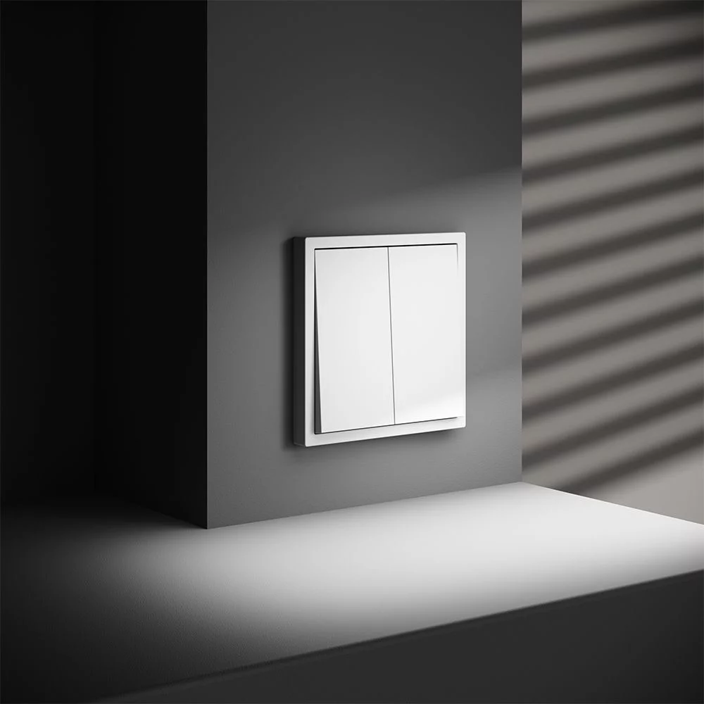 Выключатель встраиваемый VOLTUM S70 двухклавишный 10А, (белый матовый) VLS020102