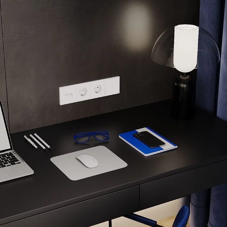 Выключатель встраиваемый VOLTUM S70 двухклавишный 10А, (белый матовый) VLS020102