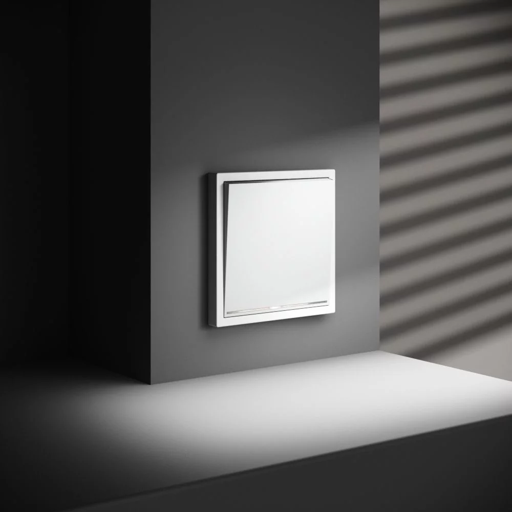 Проходной переключатель встраиваемый VOLTUM S70 одноклавишный с подсветкой 10А, (белый мат VLS010402