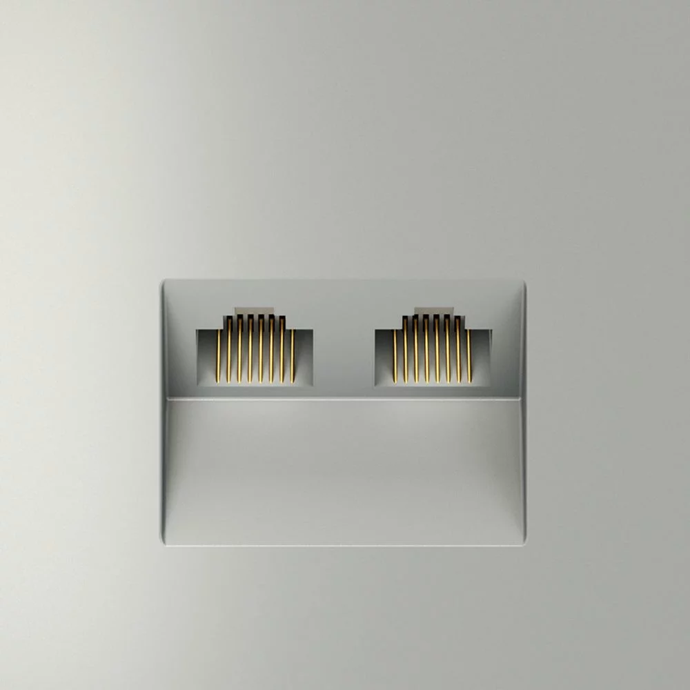 Розетка компьютерная встраиваемая VOLTUM S70 двойная RJ45+RJ45 кат.6, (сталь) VLS060205