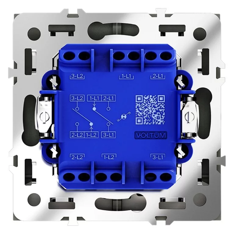 Проходной переключатель встраиваемый VOLTUM S70 двухклавишный с подсветкой 10А, черный мат VLS020408