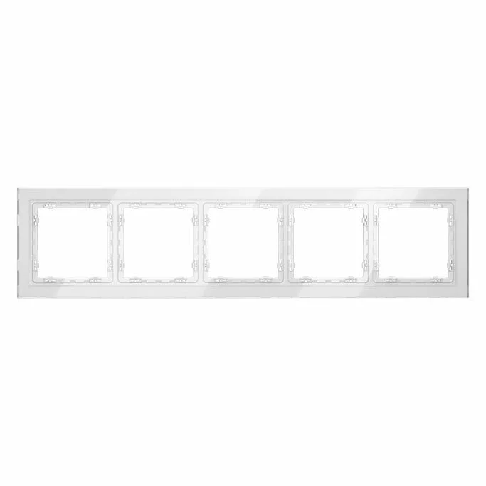 Рамка стеклянная VOLTUM S70 на 5 постов, (белый, стекло) VLS110501