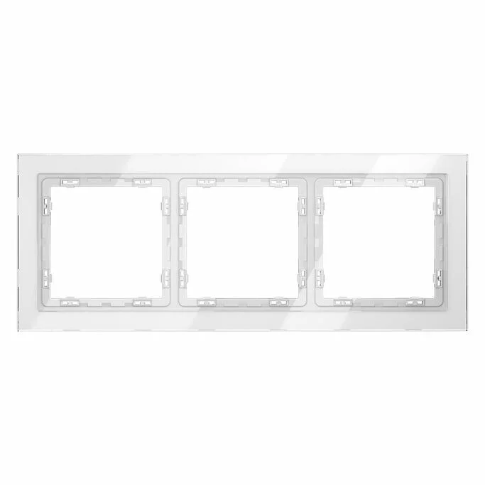 Рамка стеклянная VOLTUM S70 на 3 поста, (белый, стекло) VLS110301