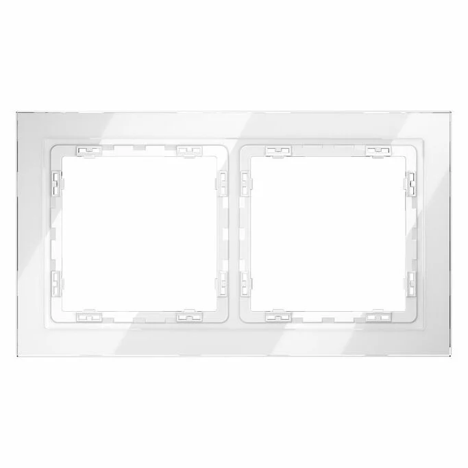 Рамка стеклянная VOLTUM S70 на 2 поста, (белый, стекло) VLS110201