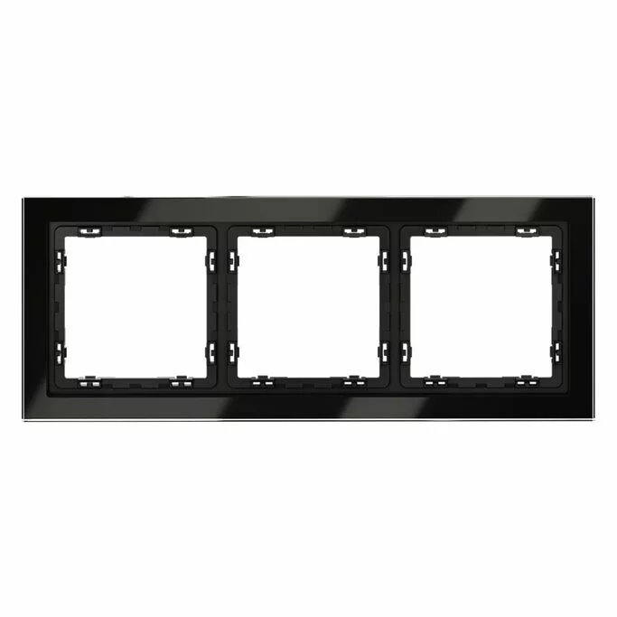 Рамка стеклянная VOLTUM S70 на 3 поста, (черный,стекло) VLS110308