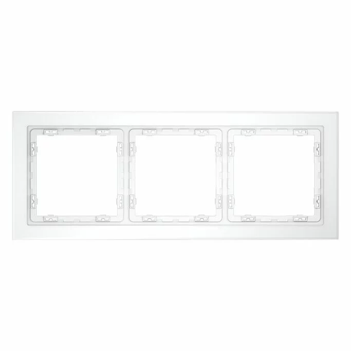 Рамка стеклянная VOLTUM S70 на 3 поста, (белый,матовый,стекло) VLS110302