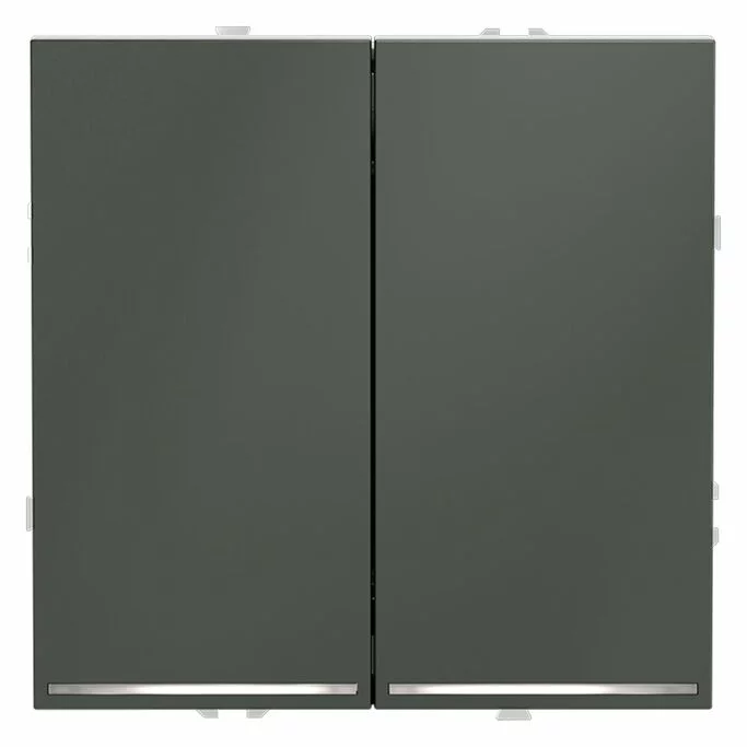 Проходной переключатель встраиваемый VOLTUM S70 двухклавишный с подсветкой 10А, (титан) VLS020406