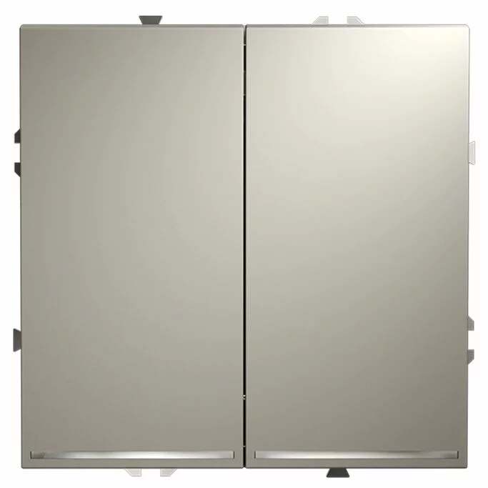 Проходной переключатель встраиваемый VOLTUM S70 двухклавишный с подсветкой 10А, (кашемир) VLS020403