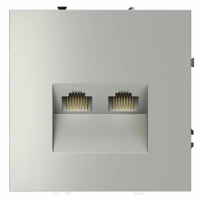 Розетка компьютерная встраиваемая VOLTUM S70 двойная RJ45+RJ45 кат.6, (сталь) VLS060205