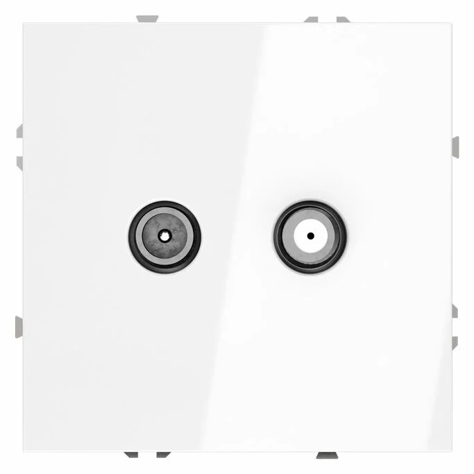 Розетка телевизионнная встраиваемая VOLTUM S70 оконечная TV+SAT, (белый глянцевый) VLS060401