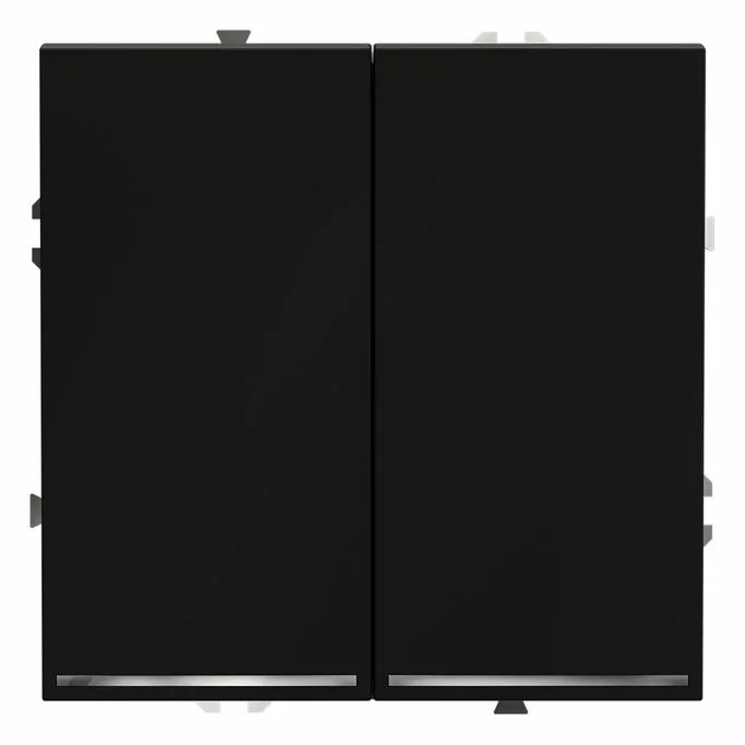 Проходной переключатель встраиваемый VOLTUM S70 двухклавишный с подсветкой 10А, черный мат VLS020408