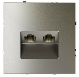 Розетка компьютерная встраиваемая VOLTUM S70 двойная RJ45+RJ45 кат.6, (шелк) VLS060204