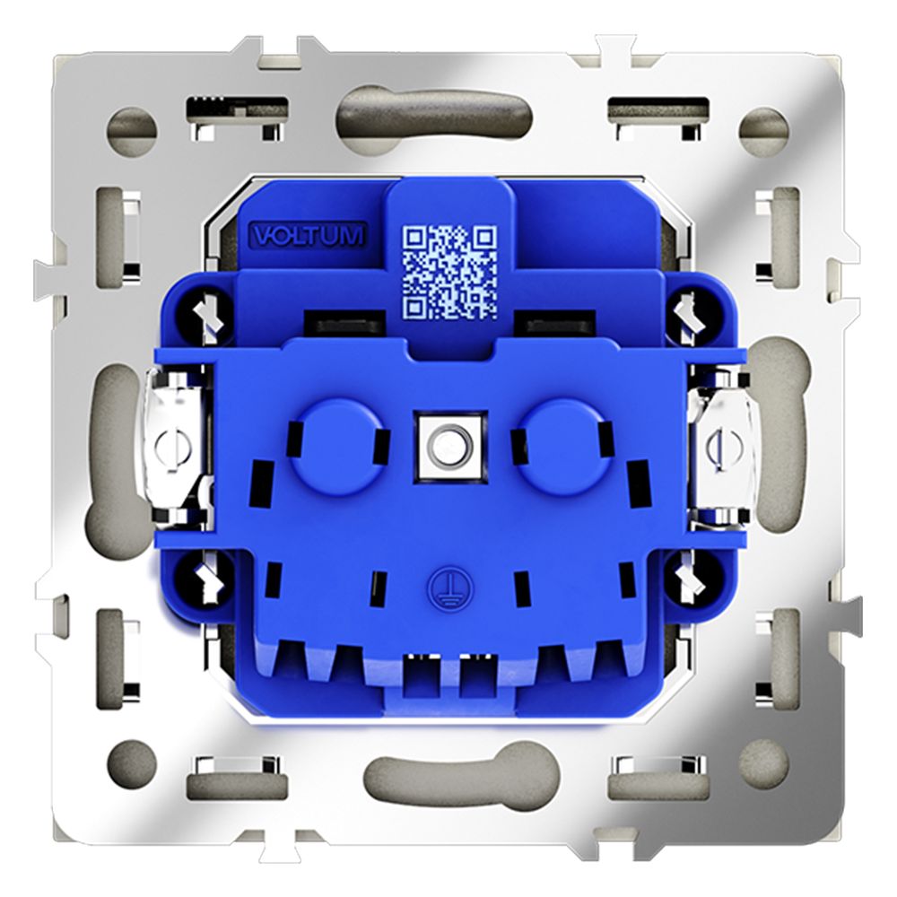 Розетка встр. VOLTUM S70 с заземлением, защитными шторками и крышкой 16А, (сталь) VLS040305