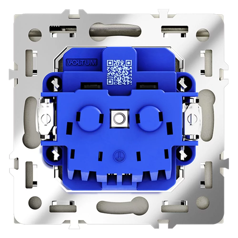 Розетка встр. VOLTUM S70 с заземлением, защитными шторками и крышкой 16А, (сталь) VLS040305