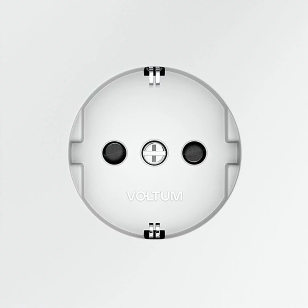 Розетка встраиваемая VOLTUM S70 с заземлением и защитными шторками, 16А, (белый матовый) VLS040202