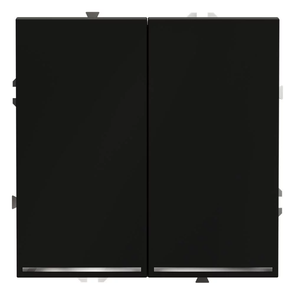 Выключатель встраиваемый VOLTUM S70 двухклавишный с подсветкой 10А, (черный матовый) VLS020208