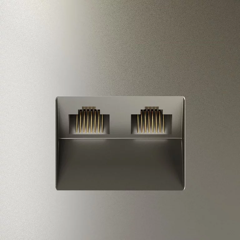 Розетка компьютерная встраиваемая VOLTUM S70 двойная RJ45+RJ45 кат.6, (шелк) VLS060204