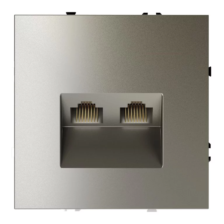 Розетка компьютерная встраиваемая VOLTUM S70 двойная RJ45+RJ45 кат.6, (шелк) VLS060204