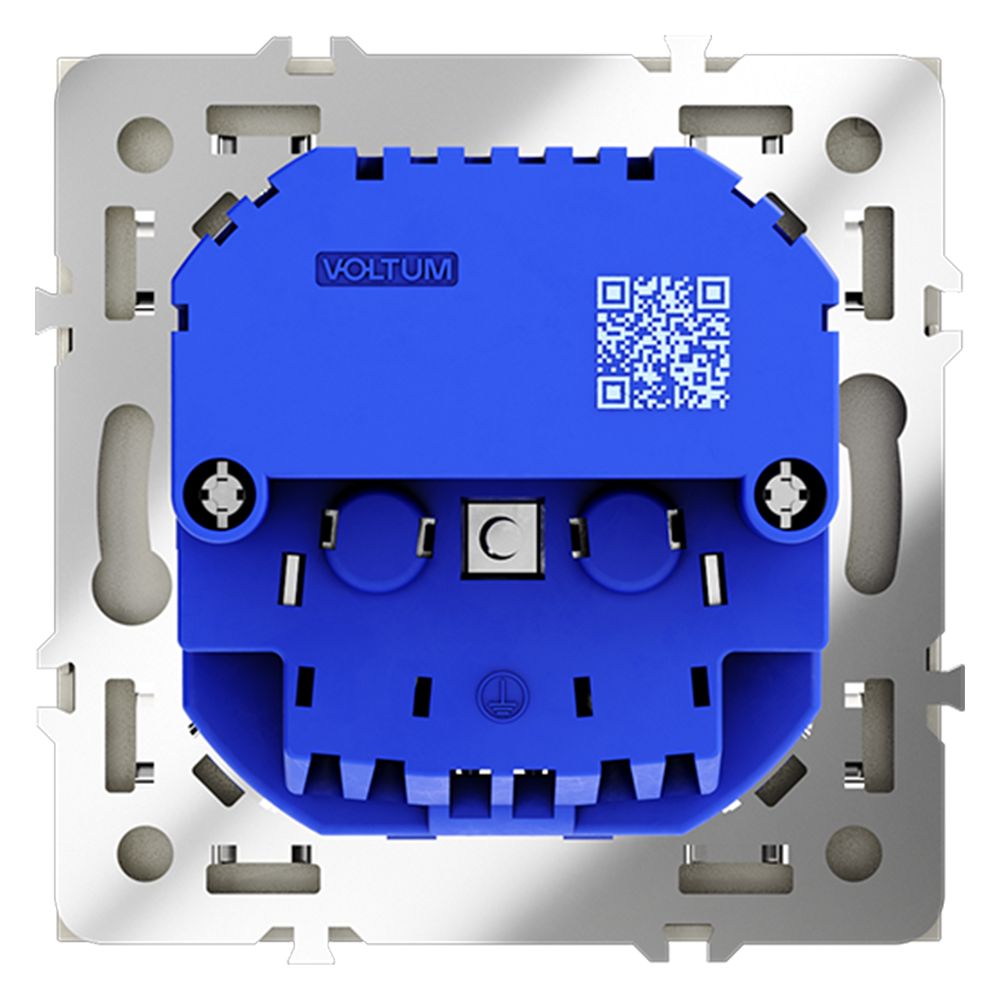 Розетка встр. VOLTUM S70 с заземлением и защитными шторками, 16А, с USB, A+A, (сталь) VLS040405