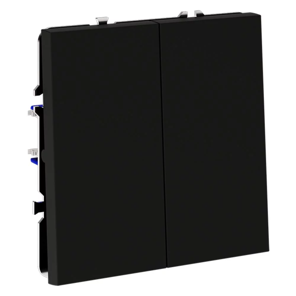 Проходной переключатель встраиваемый VOLTUM S70 двухклавишный 10А, (черный матовый) VLS020308