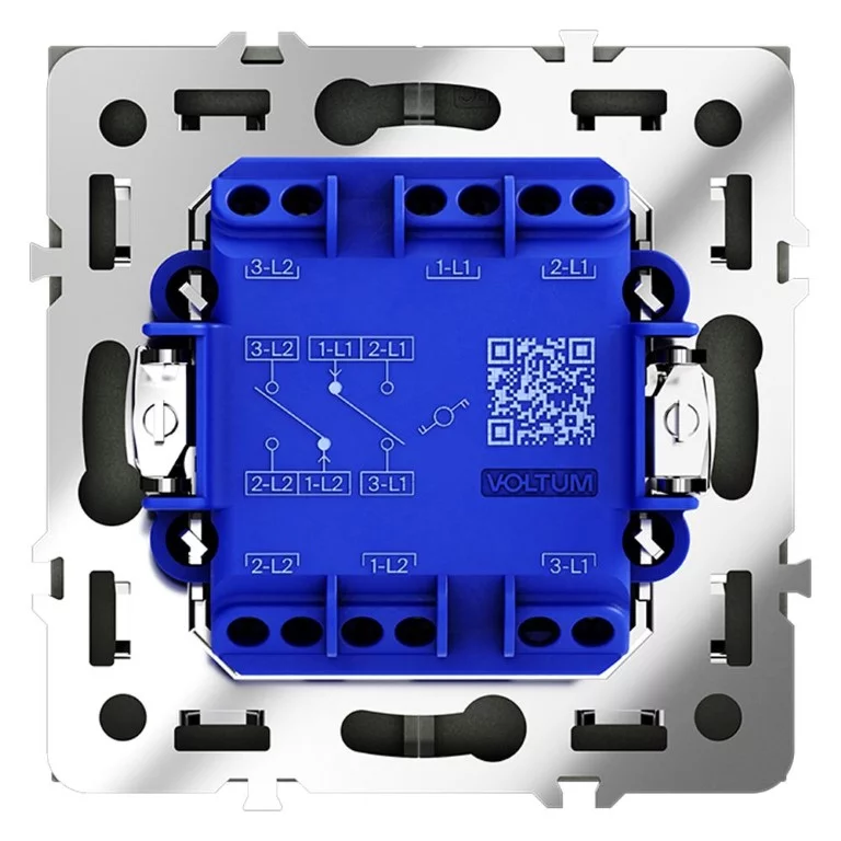 Проходной переключатель встраиваемый VOLTUM S70 двухклавишный 10А, (черный матовый) VLS020308