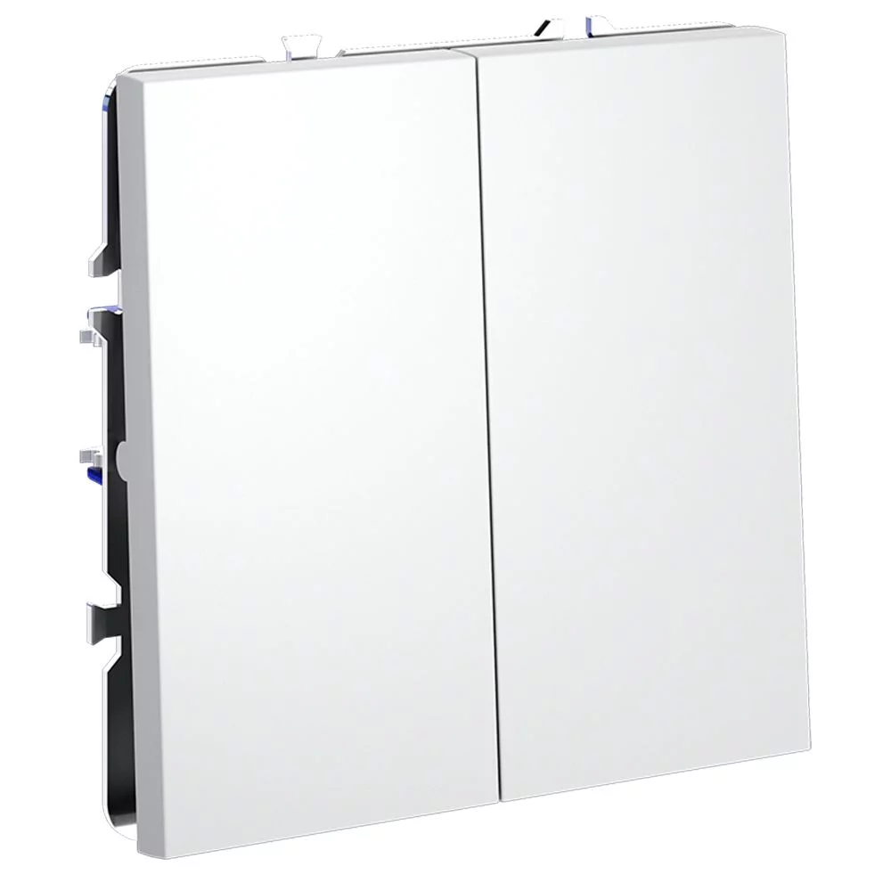 Проходной переключатель встраиваемый VOLTUM S70 двухклавишный 10А, (белый матовый) VLS020302