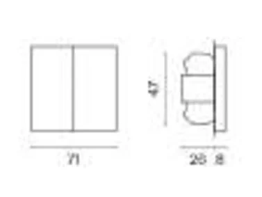 Проходной переключатель встраиваемый VOLTUM S70 двухклавишный 10А, (белый матовый) VLS020302