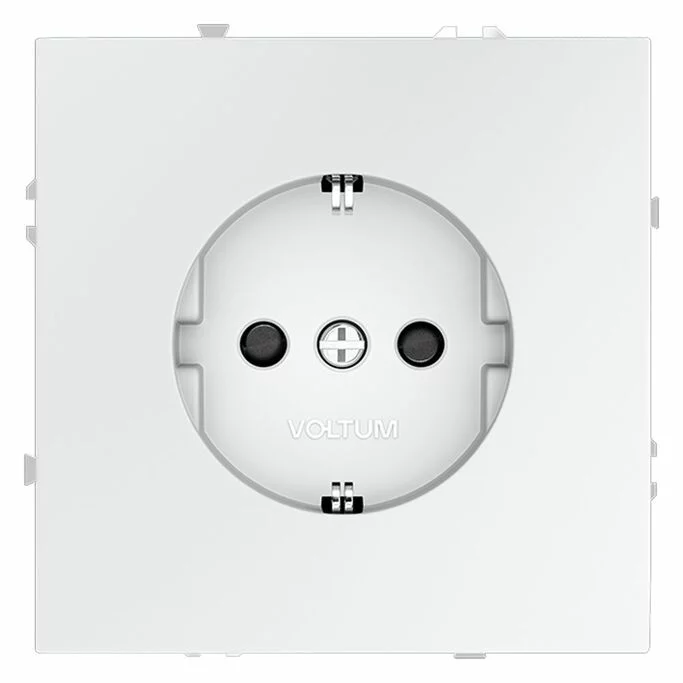 Розетка встраиваемая VOLTUM S70 с заземлением и защитными шторками, 16А, (белый матовый) VLS040202