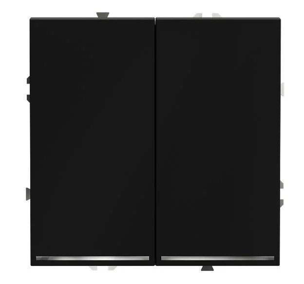 Выключатель встраиваемый VOLTUM S70 двухклавишный с подсветкой 10А, (черный матовый) VLS020208