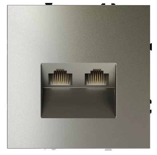 Розетка компьютерная встраиваемая VOLTUM S70 двойная RJ45+RJ45 кат.6, (шелк) VLS060204