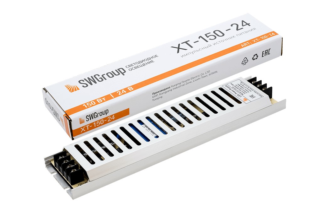 Блок питания SWG XT-150-24 ультратонкий в металлическом корпусе IP20 150W 24V